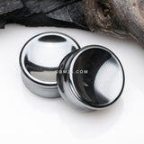 Detail View 1 of A Pair of Hematite Concave Stone Double Flared Plug-Black