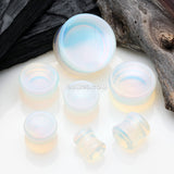 Detail View 2 of A Pair of Opalite Concave Stone Double Flared Ear Gauge Plug