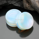 Detail View 1 of A Pair of Opalite Concave Stone Double Flared Ear Gauge Plug
