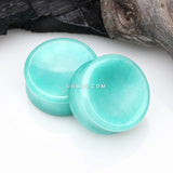 Detail View 1 of A Pair of Amazonite Concave Stone Double Flared Ear Gauge Plug