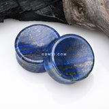 Detail View 1 of A Pair of Lapis Lazuli Concave Stone Double Flared Ear Gauge Plug
