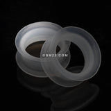 Detail View 1 of A Pair of Ultra Thin Flexible Silicone Ear Skin Double Flared Tunnel Plug-Clear Gem