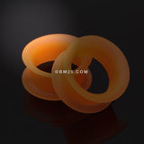 Detail View 1 of A Pair of Ultra Thin Flexible Silicone Ear Skin Double Flared Tunnel Plug-Orange