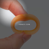 Detail View 2 of A Pair of Ultra Thin Flexible Silicone Ear Skin Double Flared Tunnel Plug-Orange