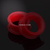 Detail View 1 of A Pair of Ultra Thin Flexible Silicone Ear Skin Double Flared Tunnel Plug-Red