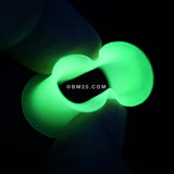 Detail View 1 of A Pair of Glow in the Dark Ultra Thin Flexible Silicone Ear Skin Double Flared Tunnel Plug-Clear Gem/White
