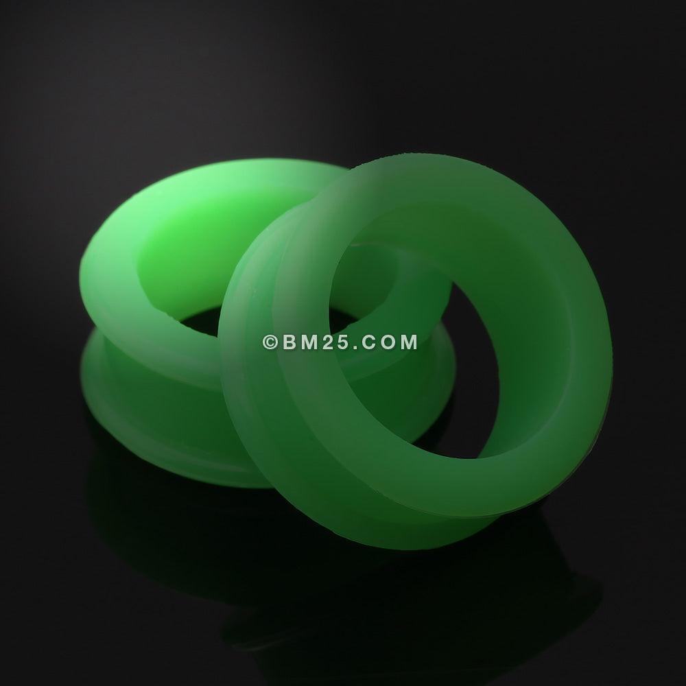 Detail View 1 of A Pair of Flexible Silicone Double Flared Ear Gauge Tunnel Plug-Green