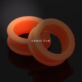 Detail View 1 of A Pair of Flexible Silicone Double Flared Ear Gauge Tunnel Plug-Orange
