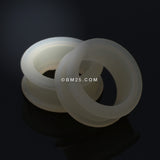 Detail View 1 of A Pair of Flexible Silicone Double Flared Ear Gauge Tunnel Plug-Peach