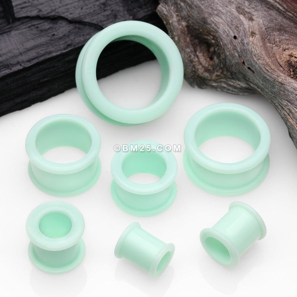 Detail View 2 of A Pair Of Soft Pastel Silicone Double Flared Tunnel Plug-Mint Green