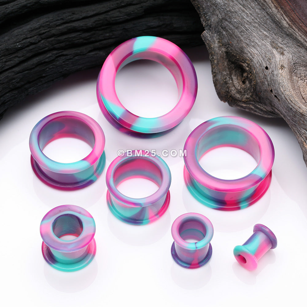 Detail View 2 of A Pair of Cosmic Flair Camo Flexible Silicone Double Flared Tunnel Plug