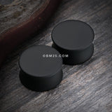 Detail View 1 of A Pair of Silicone Coated Acrylic Double Flared Ear Gauge Plug-Black