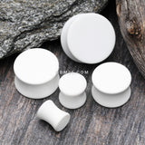 Detail View 2 of A Pair of Silicone Coated Acrylic Double Flared Ear Gauge Plug-White