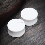 Detail View 1 of A Pair of Silicone Coated Acrylic Double Flared Ear Gauge Plug-White