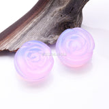 Detail View 1 of A Pair of Rose Blossom Lavender Glass Double Flared Plug