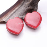 Detail View 1 of A Pair of Red Jade Heart Stone Double Flared Plug