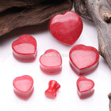 Detail View 2 of A Pair of Red Jade Heart Stone Double Flared Plug