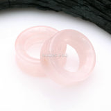 Detail View 1 of A Pair Of Pink Rose Quartz Stone Double Flared Eyelet Plug