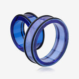 A Pair of Basic UV Acrylic No Flare Regs Ear Gauge Tunnel Plug-Blue