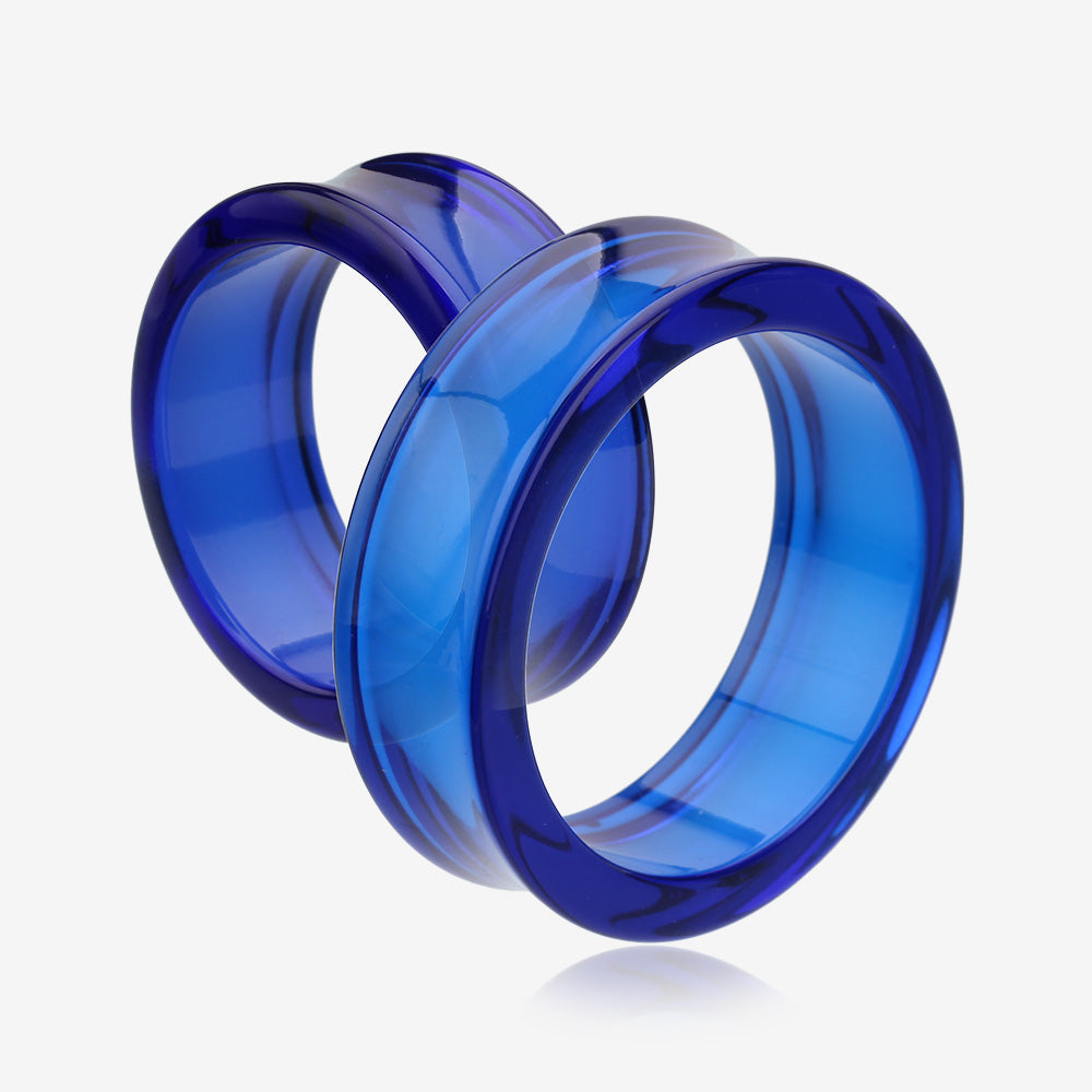 A Pair of Basic UV Acrylic Double Flared Ear Gauge Tunnel Plug-Blue