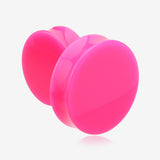 A Pair of Neon Colored UV Acrylic Double Flared Ear Gauge Plug-Pink