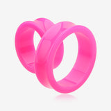 A Pair of Supersize Neon Colored UV Acrylic Double Flared Ear Gauge Tunnel Plug -Pink