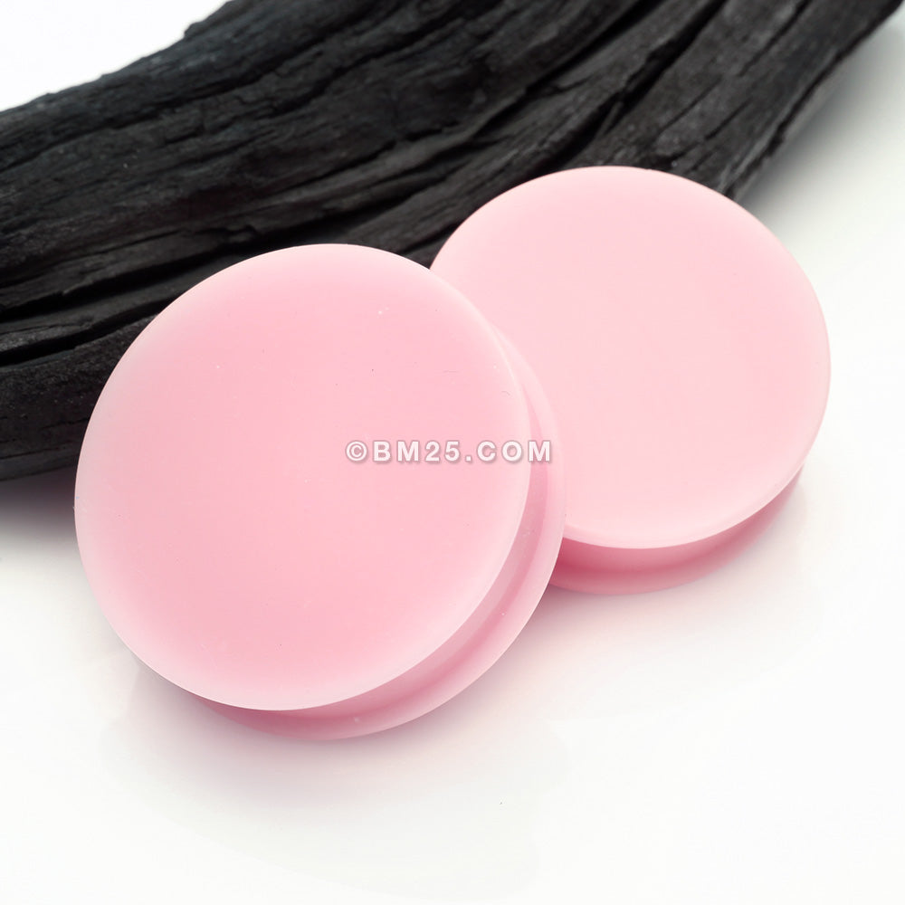 Detail View 4 of A Pair Of Soft Pastel Silicone Double Flared Plug-Pink