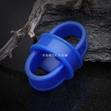 Detail View 2 of A Pair of Flexible Silicone Double Flared Ear Gauge Tunnel Plug-Blue