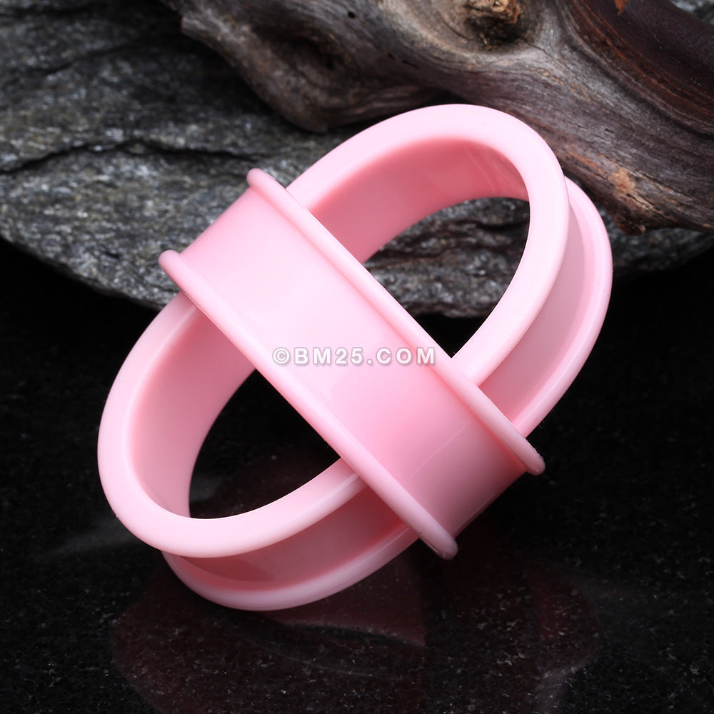 Detail View 7 of A Pair of Soft Pastel Silicone Double Flared Tunnel Plug-Pink