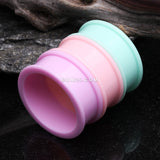 Detail View 8 of A Pair of Soft Pastel Silicone Double Flared Tunnel Plug-Pink