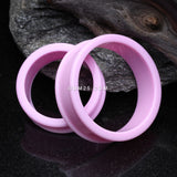 Detail View 1 of A Pair Of Supersize Soft Pastel Silicone Double Flared Tunnel Plug-Pastel Purple