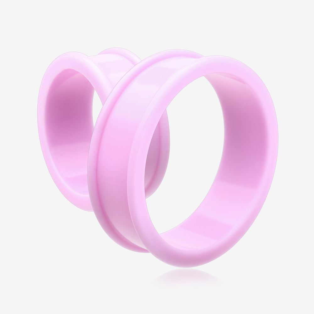 A Pair Of Supersize Soft Pastel Silicone Double Flared Tunnel Plug-Pastel Purple