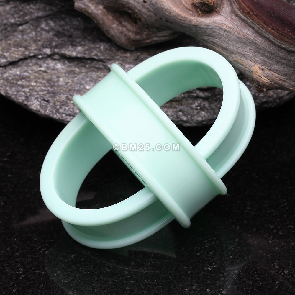 Detail View 7 of A Pair Of Soft Pastel Silicone Double Flared Tunnel Plug-Mint Green
