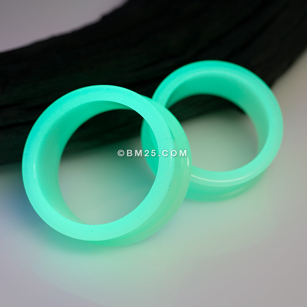 Detail View 2 of A Pair Of Supersize Glow in the Dark Silicone Double Flared Tunnel Plug
