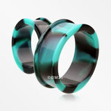 Detail View 4 of A Pair of Dark Galaxy Camo Flexible Silicone Double Flared Tunnel Plug