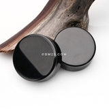 Detail View 4 of A Pair of Solid Black Flat Glass Double Flared Plug-Black