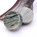 Detail View 4 of A Pair of Green Line Jasper Stone Double Flared Ear Gauge Plug