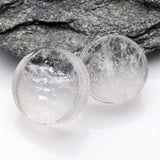 Detail View 4 of A Pair of Crystal Quartz Stone Double Flared Ear Gauge Plug