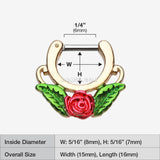 Detail View 1 of Golden Rose Blossom Icon Septum Clicker-Green/Red