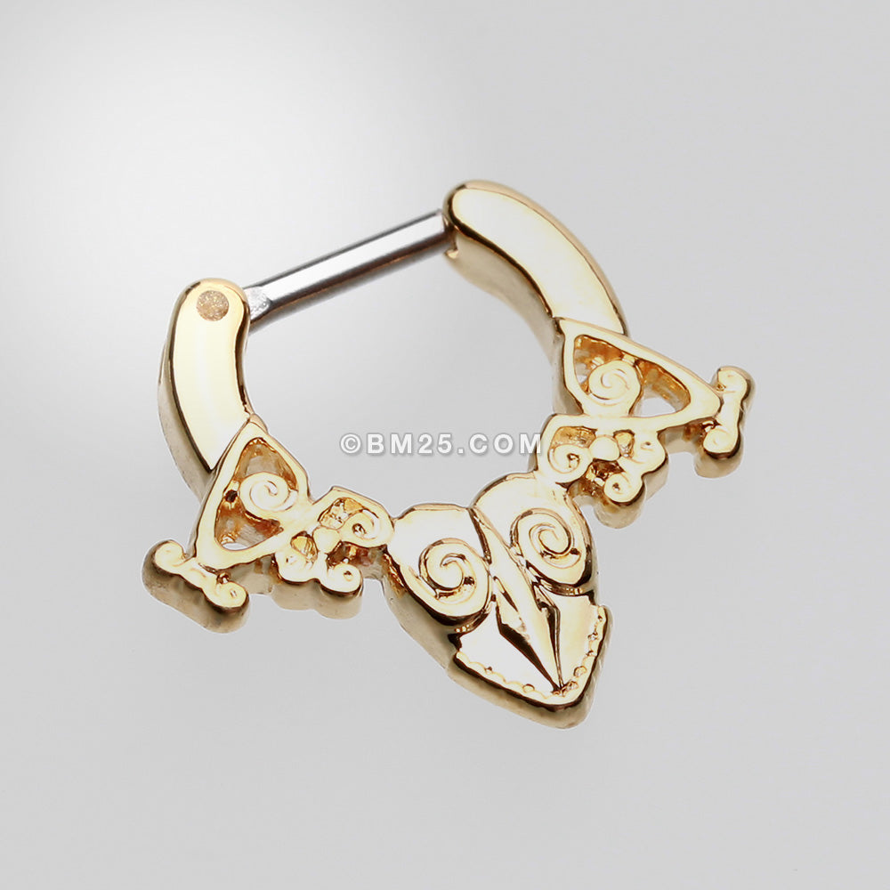 Detail View 2 of Gold Luria Tribal Filigree Septum Clicker-Gold