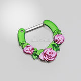 Detail View 2 of Colorline Rose Garden Icon Septum Clicker-Green/Pink