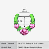 Detail View 1 of Colorline Rose Garden Icon Septum Clicker-Green/Pink
