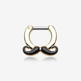 Golden Classic Mustache Septum Clicker-Black