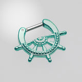 Detail View 2 of Colorline Nautical Wheel Septum Clicker-Teal