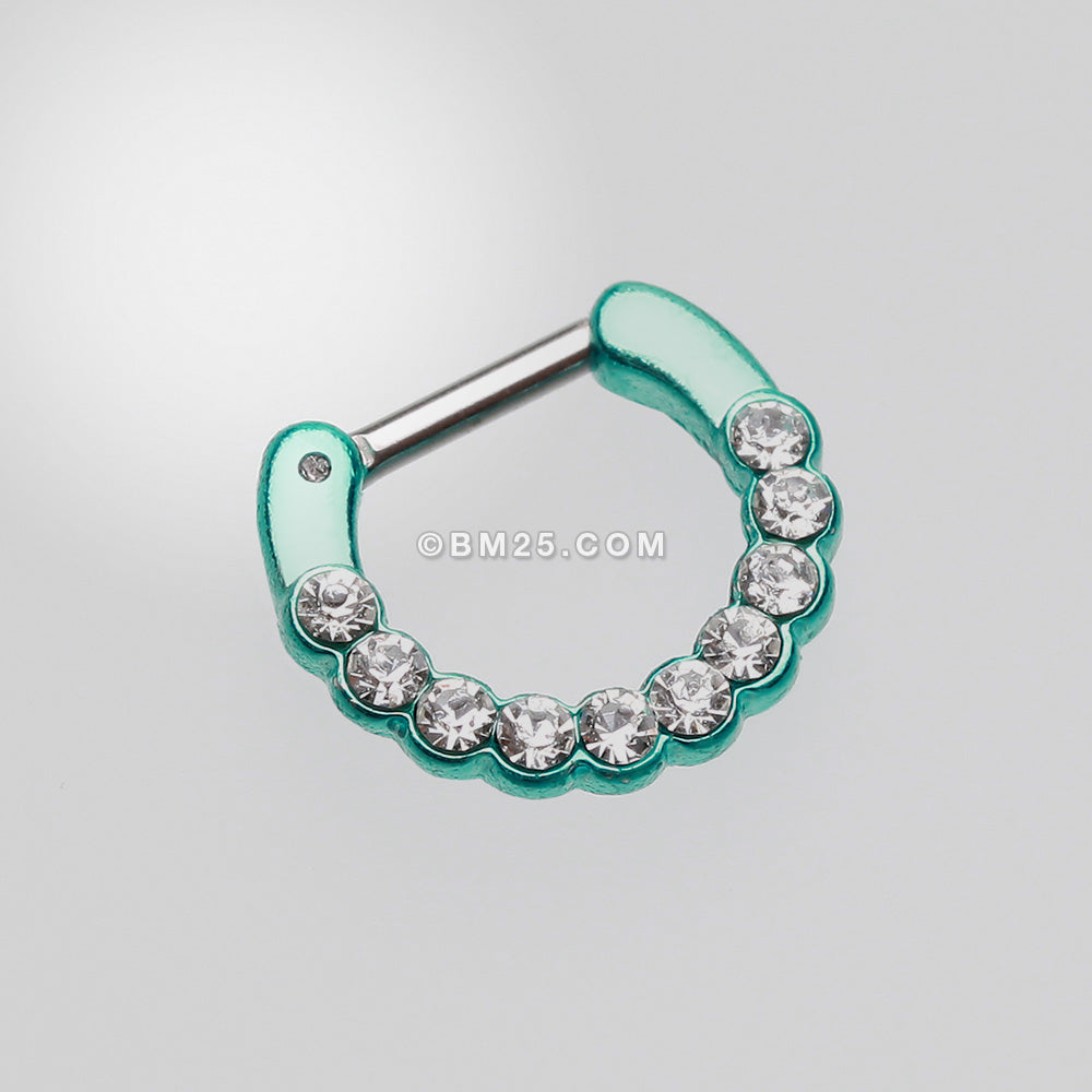 Detail View 2 of Colorline Glistening Multi-Gem Septum Clicker-Teal/Clear