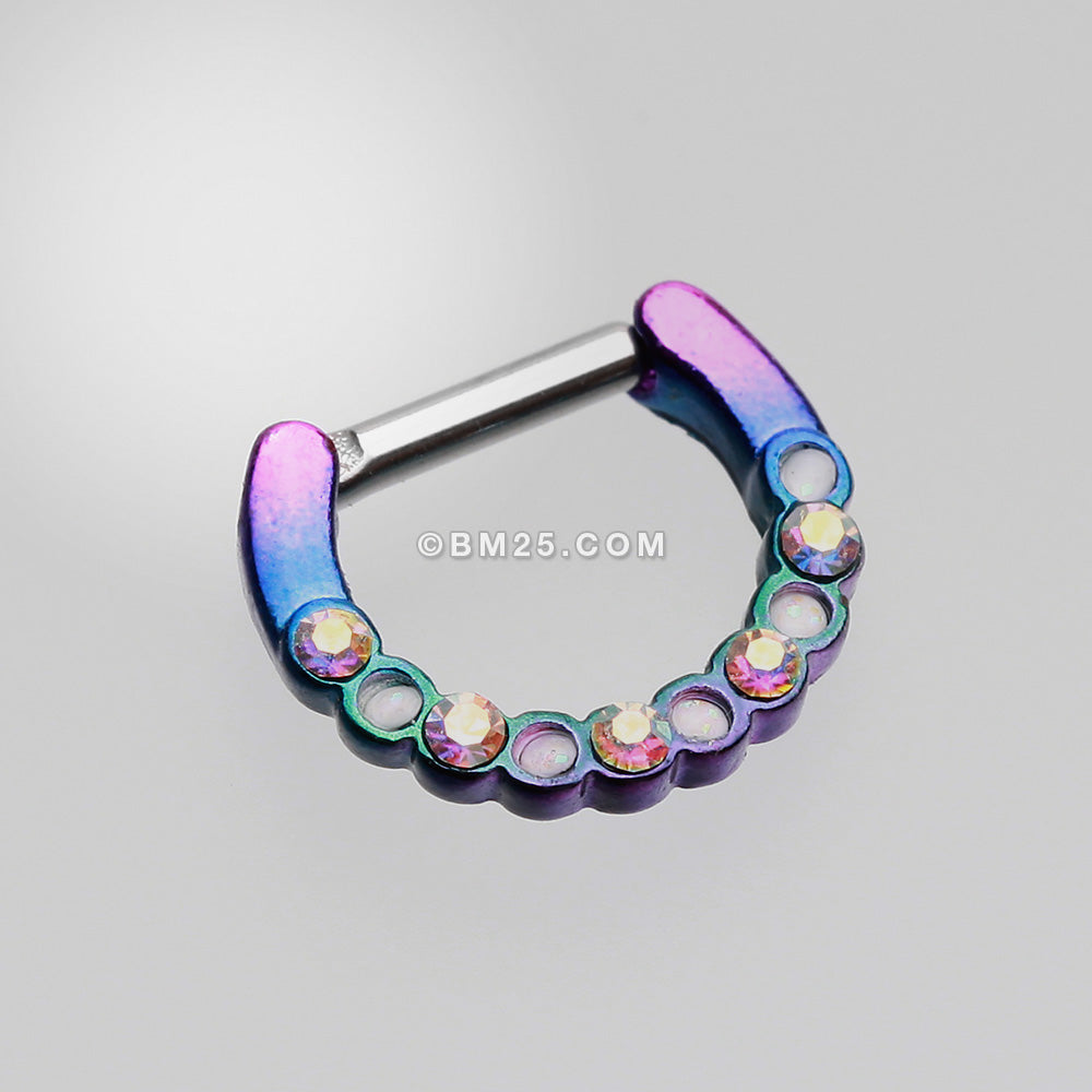 Detail View 2 of Colorline Opal Paradigm Septum Clicker-Rainbow/Aurora Borealis