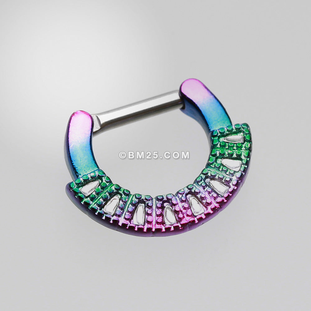 Detail View 2 of Colorline Sabre Arc Septum Clicker-Rainbow/Clear