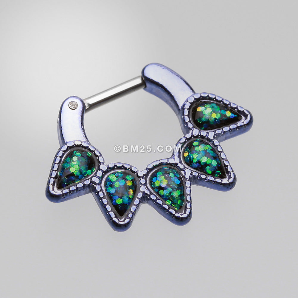 Detail View 2 of Colorline Opal Quinary Spear Septum Clicker-Purple/Black