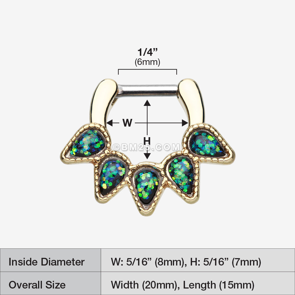 Detail View 1 of Golden Opal Quinary Spear Septum Clicker-Black