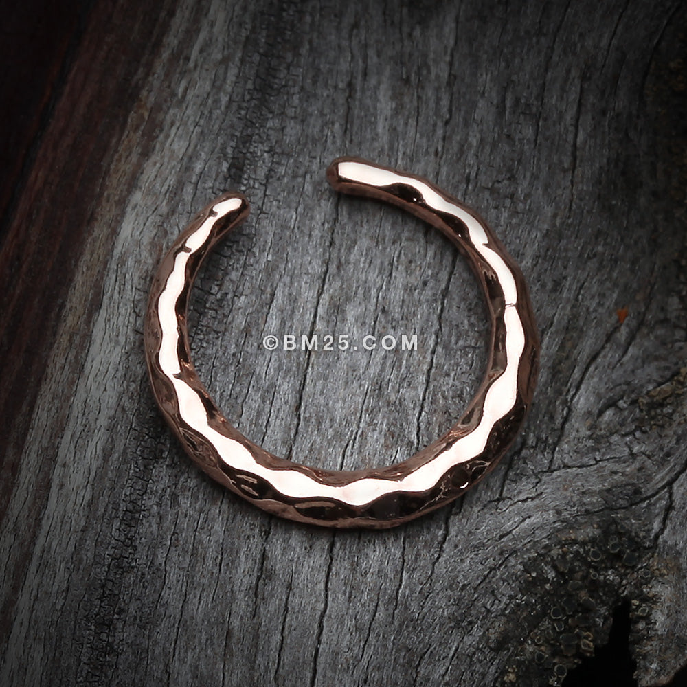 Detail View 2 of Rose Gold Aelia Faceted Steel Pincher Septum Ring